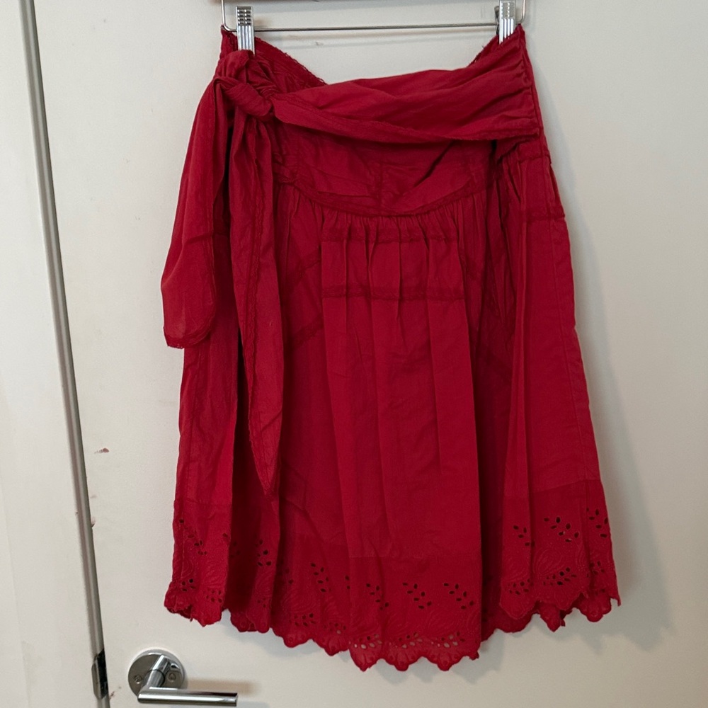 Kimchi Blue Red A-Line Tie-Waist Skirt